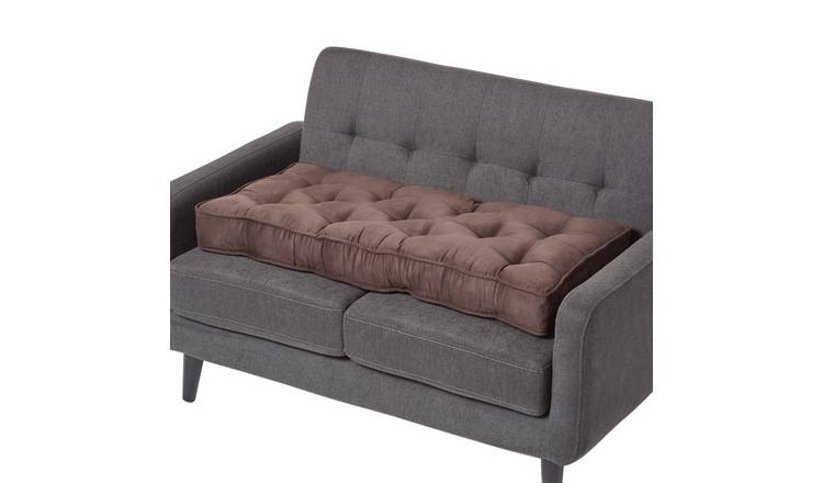 Homescapes Faux Suede 2 Seater Sofa Booster Cushion - Chocolate