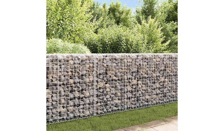 Walplus Galvanised Steel Gabion Wall with Covers - Silver - 200 x 20 x 85 cm