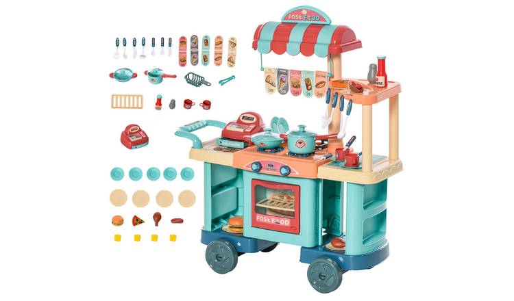 HOMCOM 50 Pcs Food Cashier Register Accessories Kids Play Kitchen