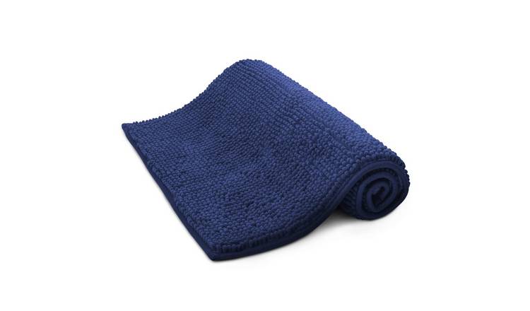 Keplin Chenille Non-Slip Microfibre Bath Mat - 40 x 60cm - Navy