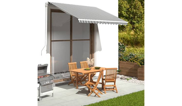 Walplus Polyester Awning Replacement Fabric - Anthracite and White - 300 x 250 c