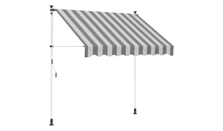 Walplus Manual Polyester Retractable Awning - Anthracite and White - 200 cm