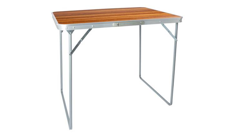 Harbour Housewares Wood Folding Metal Camping Table - 80cm x 60cm