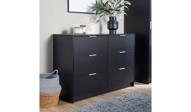 Home Source Phoenix 3+3 Drawer Chest - Black