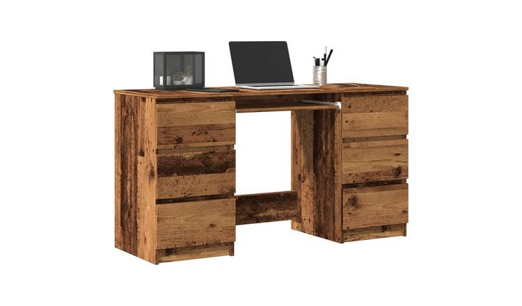 Walplus Engineered Wood Writing Desk - Dark Wood - 140 x 50 x 77 cm