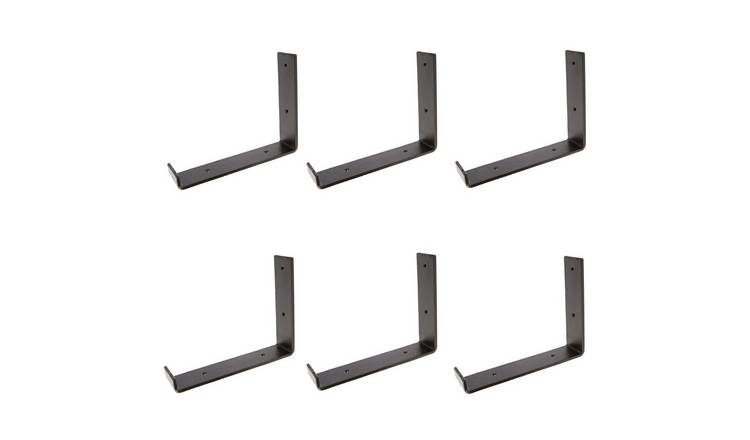Hammer & Tongs Scaffold Board Iron Shelf Bracket - Black - Set of 6
