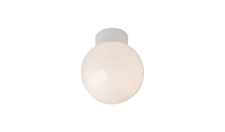 Happy Homewares White Opal Glass Globe IP44 Bathroom Ceiling Light - 18cm