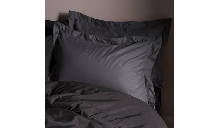 OHS 2 Pack Plain Dyed Oxford Pillowcases - Charcoal
