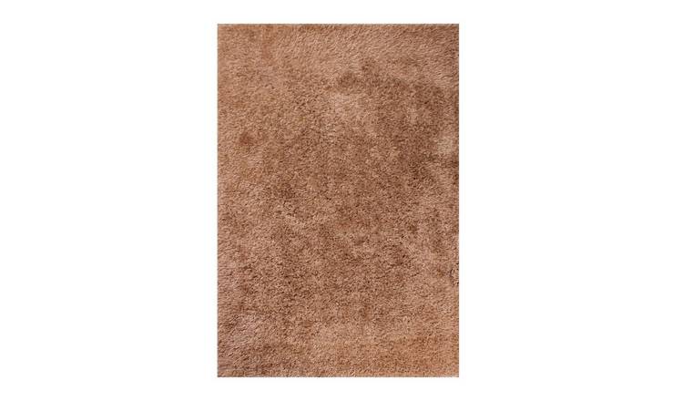 Mega Flooring Beige Shaggy Plain Rug - 60 x 110cm