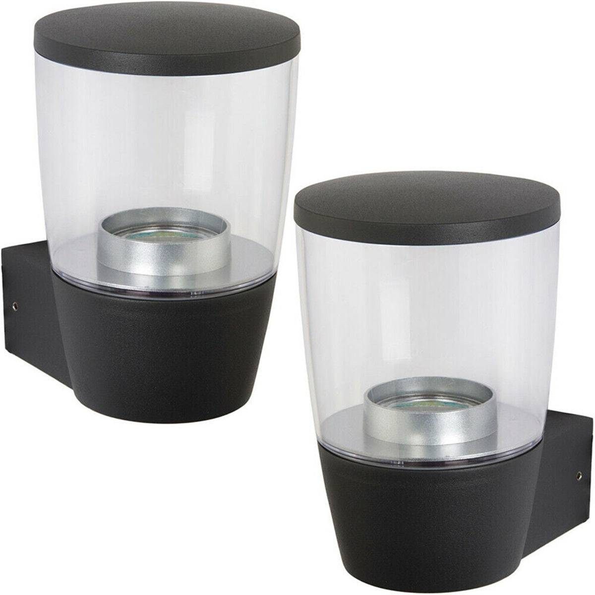 Loops Direct Pack of 2 Die Cast Aluminium Wall Light - Anthracite - Image 1