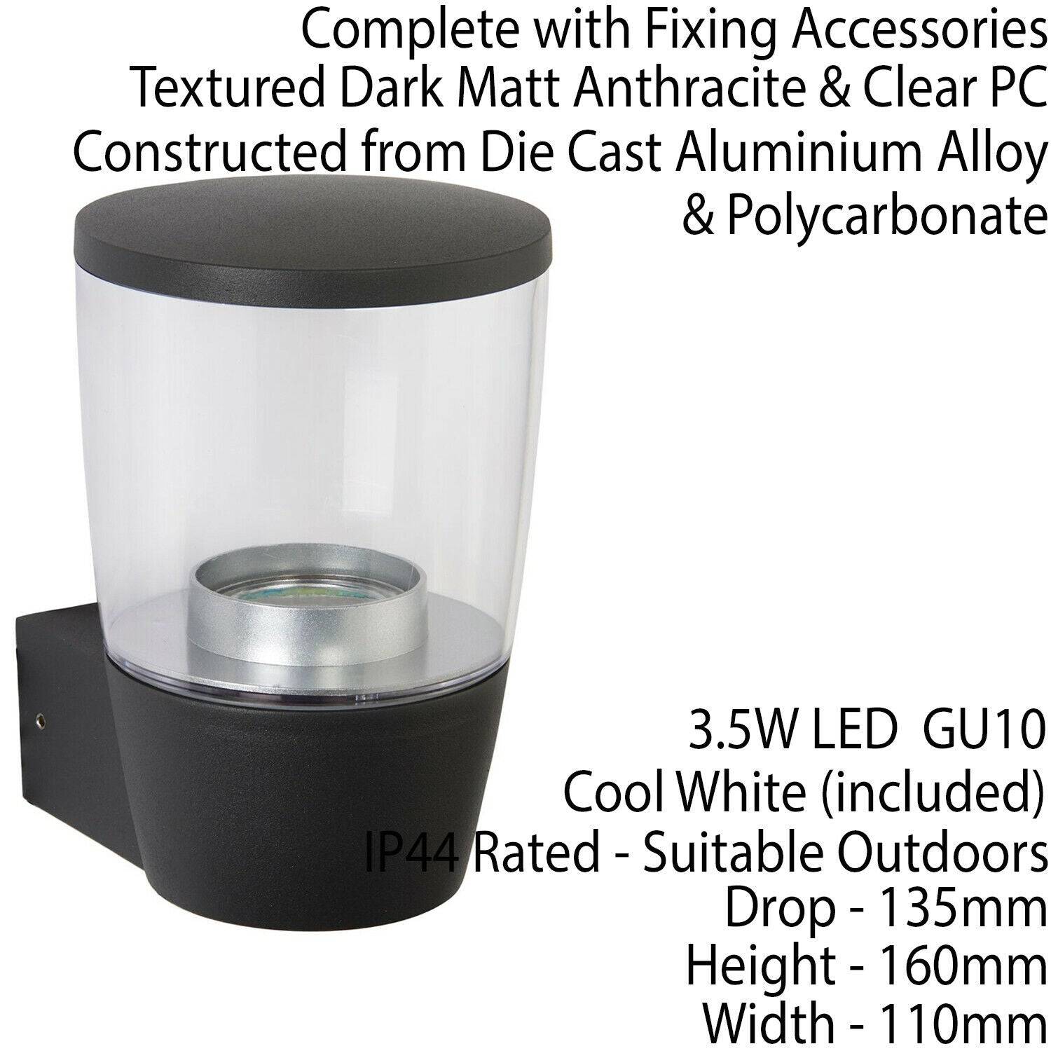 Loops Direct Pack of 2 Die Cast Aluminium Wall Light - Anthracite - Image 2
