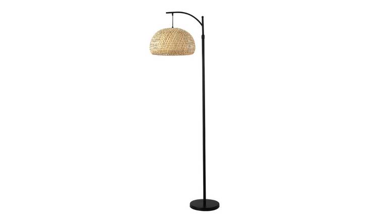 Living and Home Woven Rattan Floor Lamp