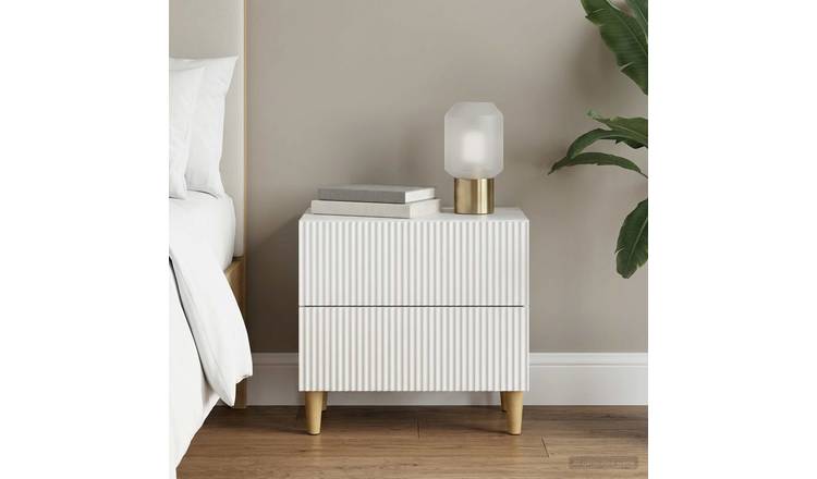 Walplus Engineered Wood Bedside Table - White - 62 x 34.5 x 48 cm