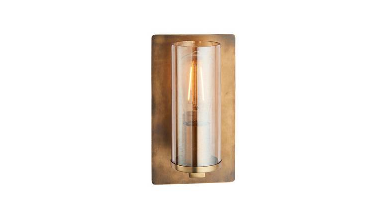 Loops Direct Steel and Glass Wall Light - Brass Patina