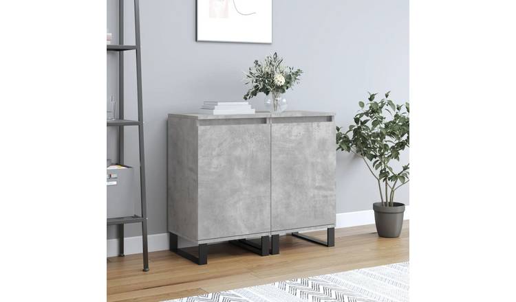 Walplus 2 Piece Engineered Wood Sideboard - Granite Grey - 40 x 35 x 70 cm