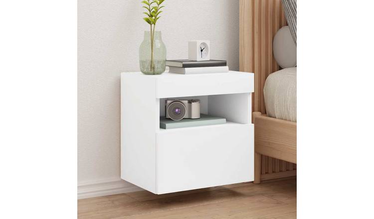 Walplus Pack of 2 LED Engineered Wood TV Wall Unit - White - 40 x 30 x 40 cm