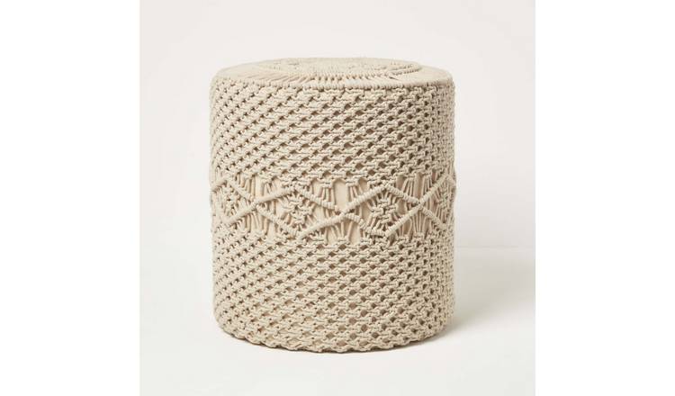 Homescapes Astrid Macrame Pouffe – Natural
