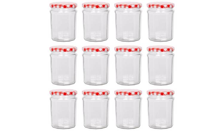 Argon Tableware Glass Jam Jars with Lids - Pack of 12