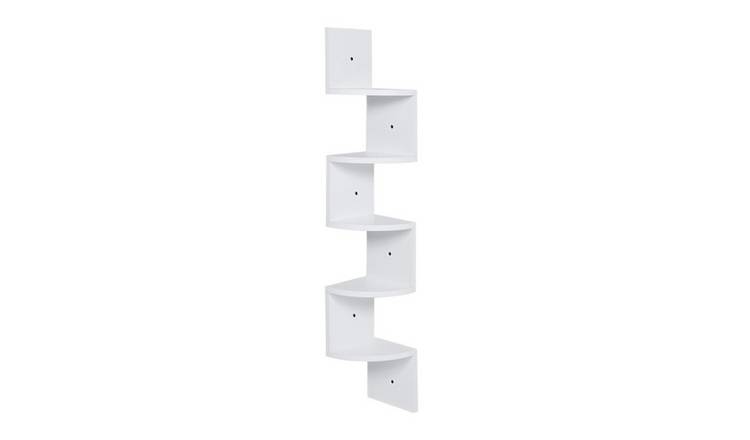 Living and Home 5-Tier Zigzag Corner Floating Shelf Unit - White