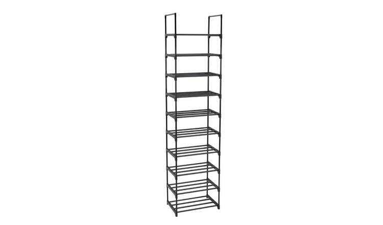 Living and Home 10 Shelf  Shoe Storage Rack - Black