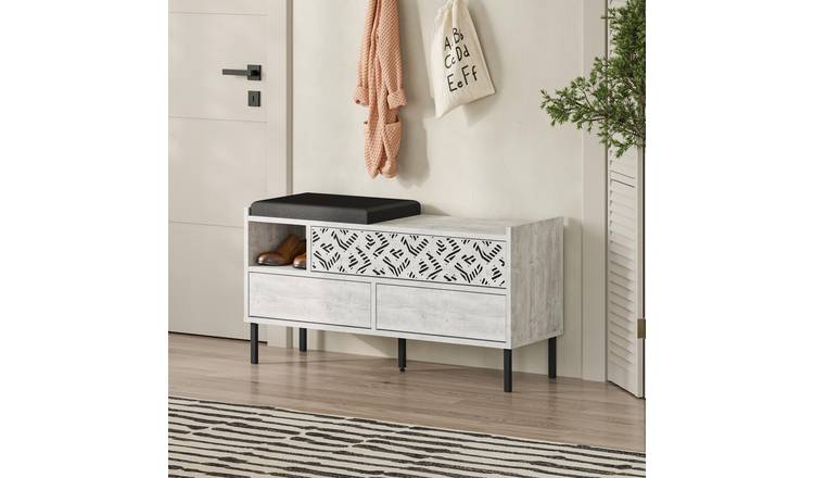 Decortie Heaton Particleboard Storage Bench - Cream