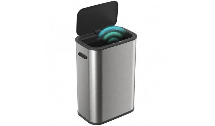 HOMCOM 55L Touchless Automatic Waste Rubbish Bin - Silver Tone