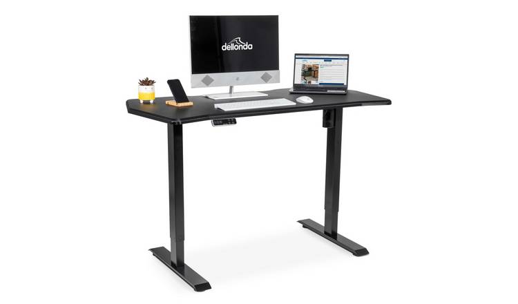 Dellonda Carbon Fibre Effect Electric Height Adjustable Desk - Black