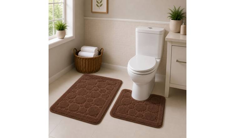New Edge Blinds Cali Bath Mat & Pedestal Set - Chocolate