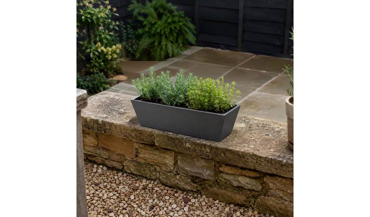 Fargro Home and Garden 7L Polystone Small Window Box Planter - Charcoal Black