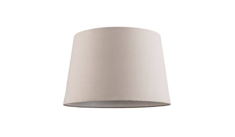 Happy Homewares Light Taupe Linen Fabric Drum with Cotton Inner Lampshade - 30cm