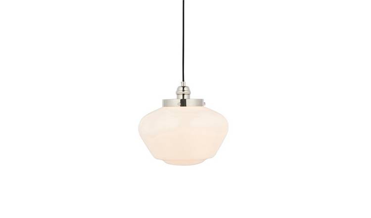 Loops Direct Opal Glass Pendant Light - Polished Nickel