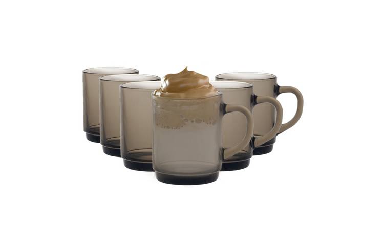 Duralex Versailles 260ml Glass Coffee Mugs Pack of 12 - Grey