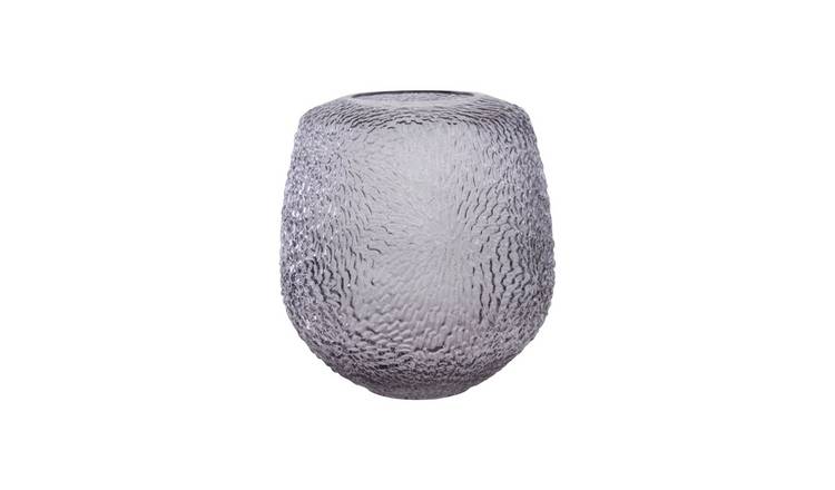 Orsina Colbie Medium Embossed Glass Vase - Grey