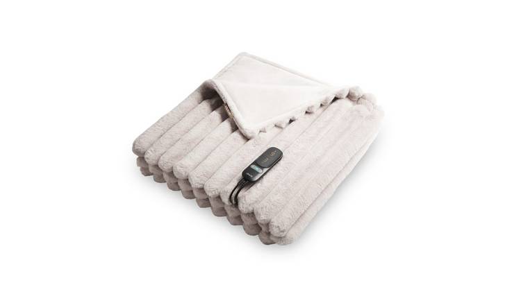 Duux Yentl Overblanket Stripped Rabbit Faux Fur - 200 x 200cm - Grey