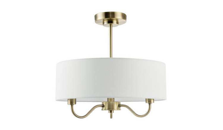 Happy Homewares Chic Semi Flush in Antique Brass Ceiling Light - 40cm
