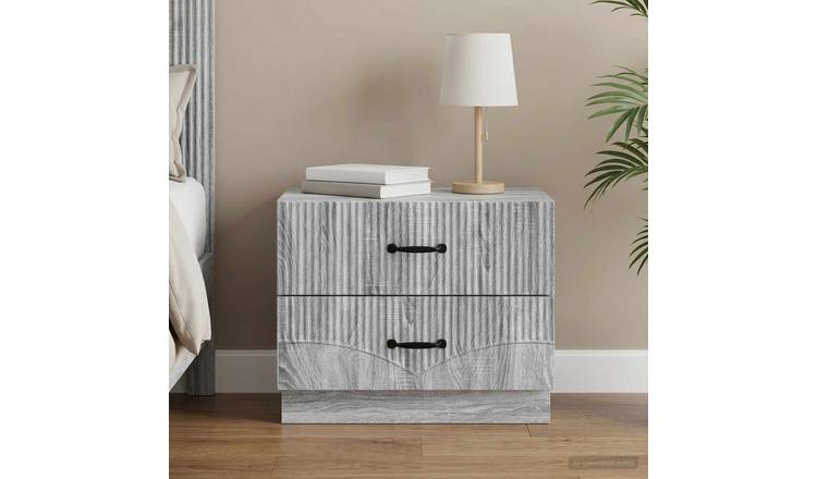 Walplus Engineered Wood Bedside Cabinet - Grey Sonoma - 62 x 34.5 x 44.5 cm
