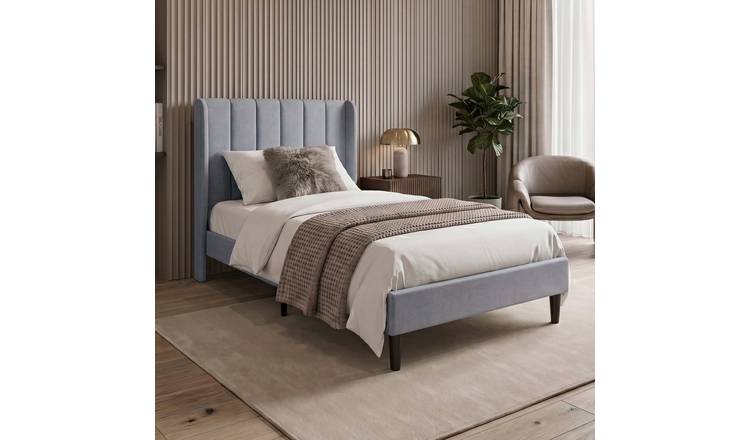 Vida Designs Vianna Single Linen Fabric Bed Frame - Light Grey