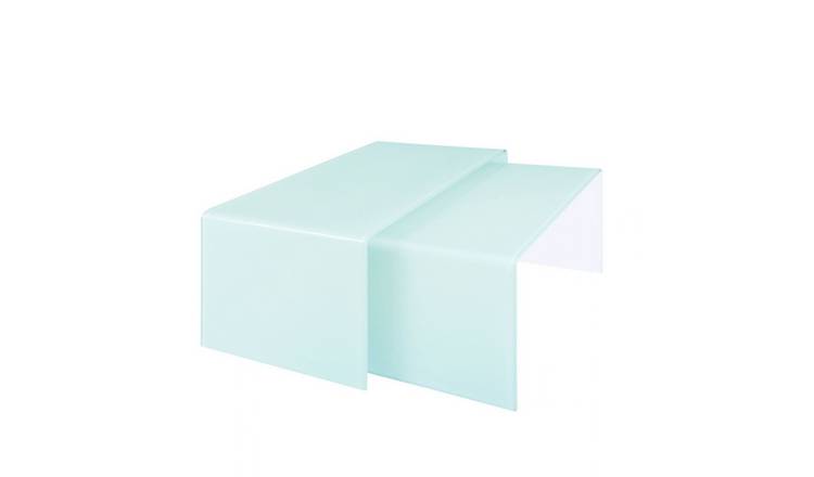 Orsina Glass Nest Of 2 Coffee Tables - Aqua Green