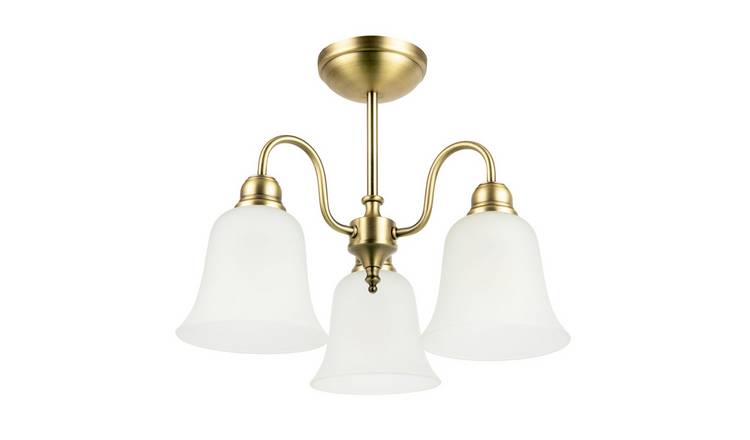 Happy Homewares Ornate Aged Brass with Glass Ceiling Light - 42cm