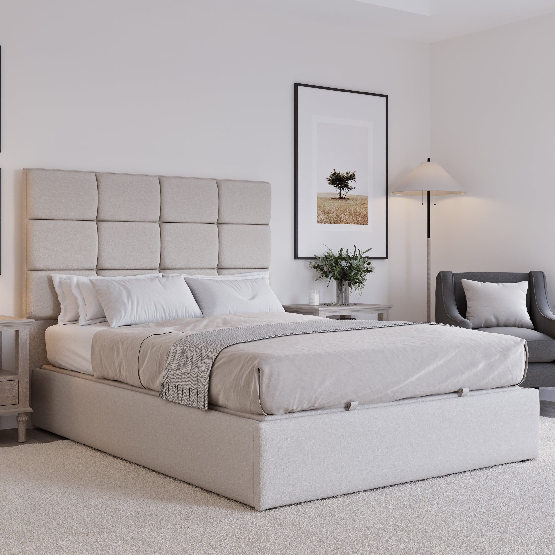 Snuggle Beds Ivory Hayden Fabric Ottoman Bed Frame - King - Image 2