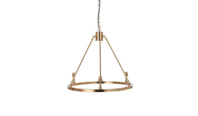 Loops Direct Metal 3-Light Pendant Ceiling Light - Brushed Aged Brass Plate