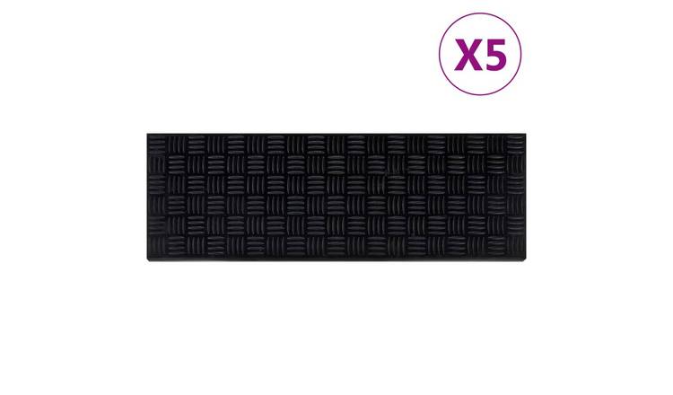 Walplus Pack of 5 Rubber Stair Mats - Black - 25 x 75 cm