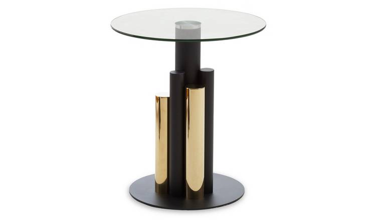 Orsina Oria Glass Side Table – Gold & Black