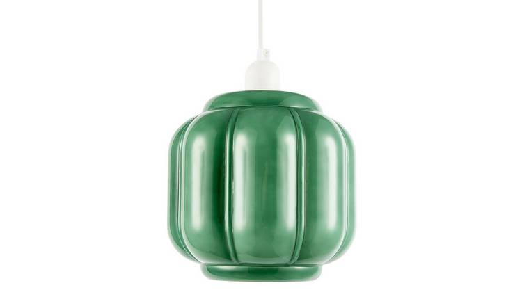 Happy Homewares Emerald Green with Deep Grooves Pendant Shade - 18cm