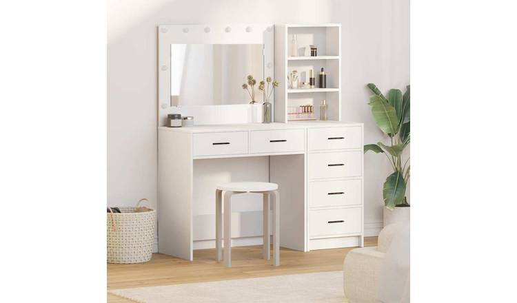 Walplus Pack of 2 Engineered Wood Dressing Table - White - 78.5 x 41 x 135 cm