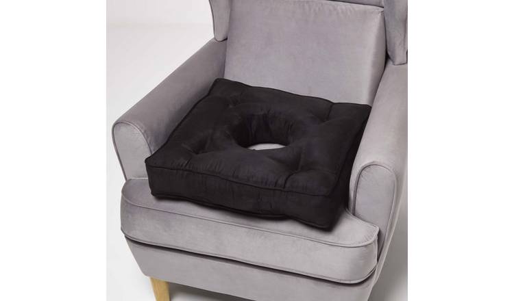 Homescapes Faux Suede Pressure Relief 50 x 50 cm Coccyx Cushion - Black