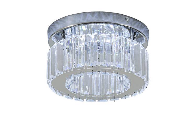 Living and Home Round Crystal LED Ceiling Light - Chrome