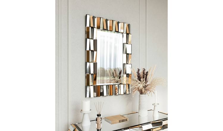 CARME Home Knightsbridge Rectangle Wall Mirror - Rosegold Silver
