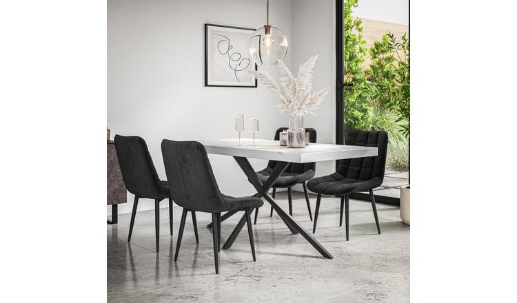 Furniture Online Donni Nova Marble Effect Dining Table & 4 Black Chairs