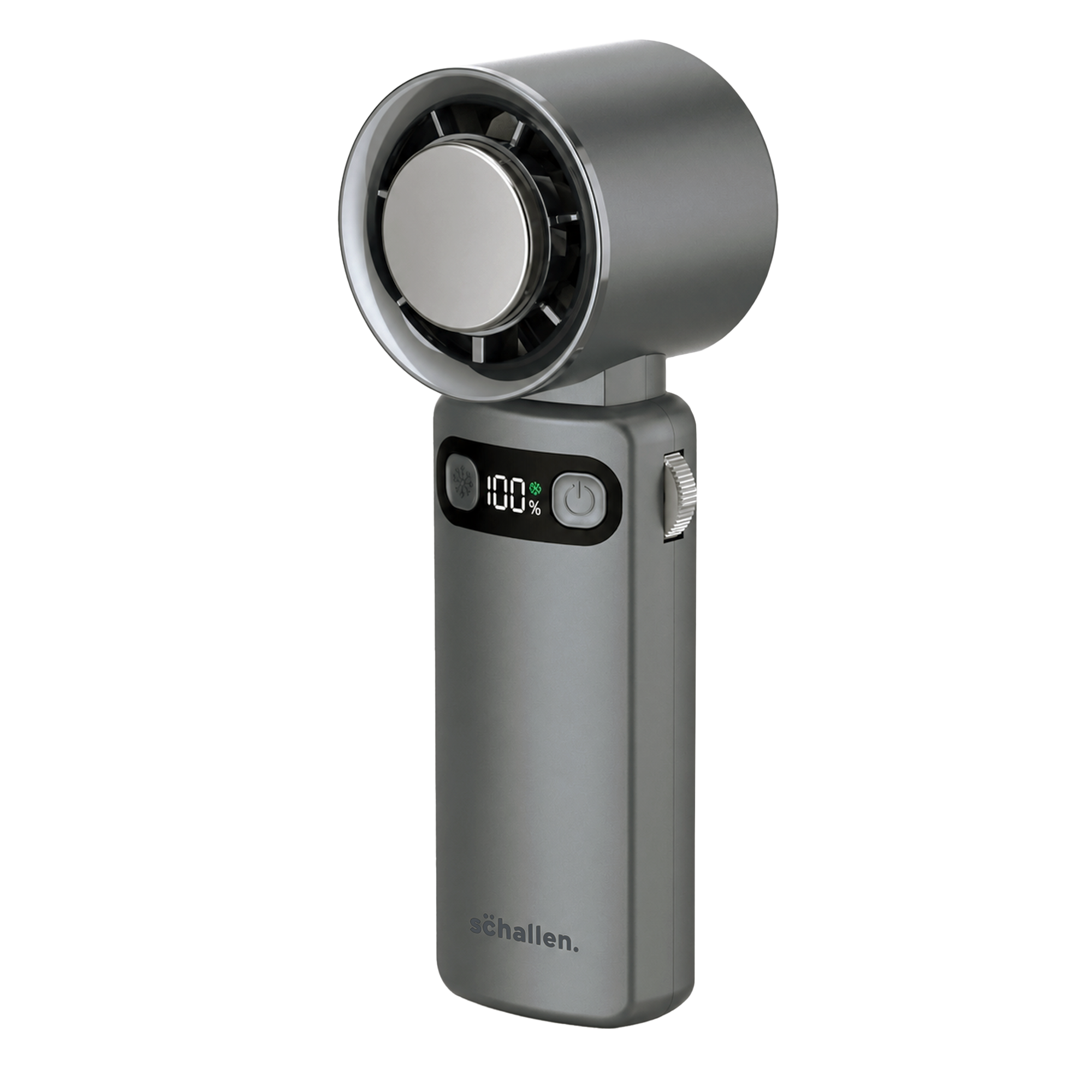 Schallen Handheld Fan with Ice Cooling Plate & 100 Speed Settings - Grey - Image 1